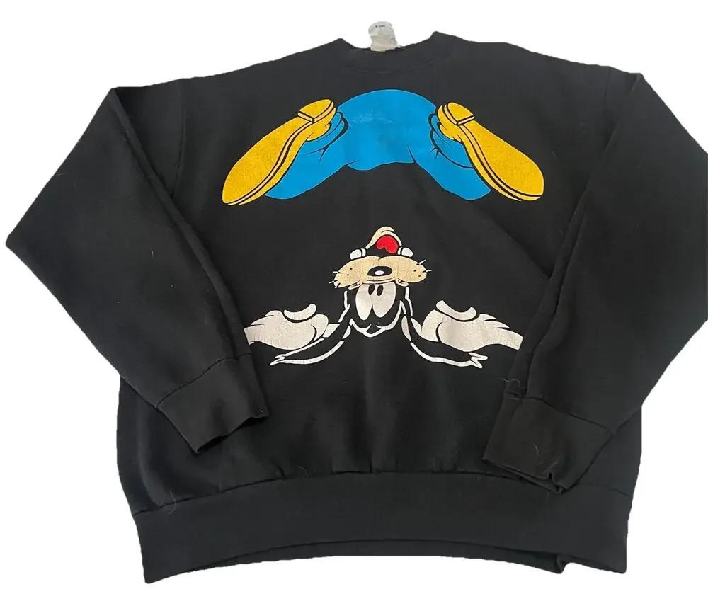 Mickey & Co Disney Sweatshirt Sz L Made In USA Upside Down Goofy Vintage Rare